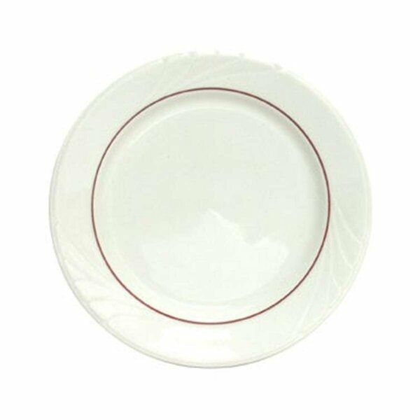 Tuxton China Monterey 6.25 in. Embossed Pattern Plate - American White with Berry Band - 3 Dozen YBA-062